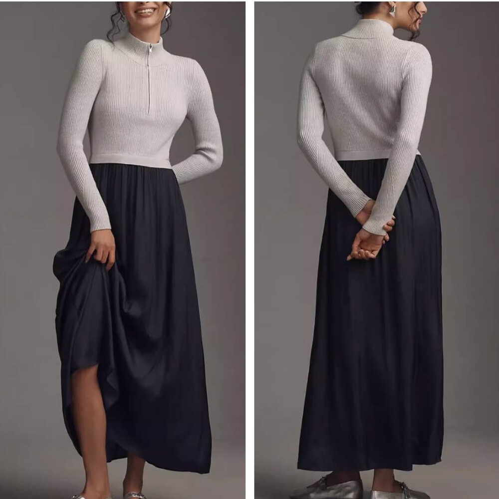 Anthropologie Cream and Black Maxi Dress